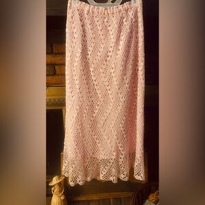 Vintage Thumbs Up Pink Crochet Acrylic Midi Skirt